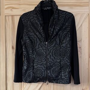 Samuel Dong Black Floral Bomber Jacket